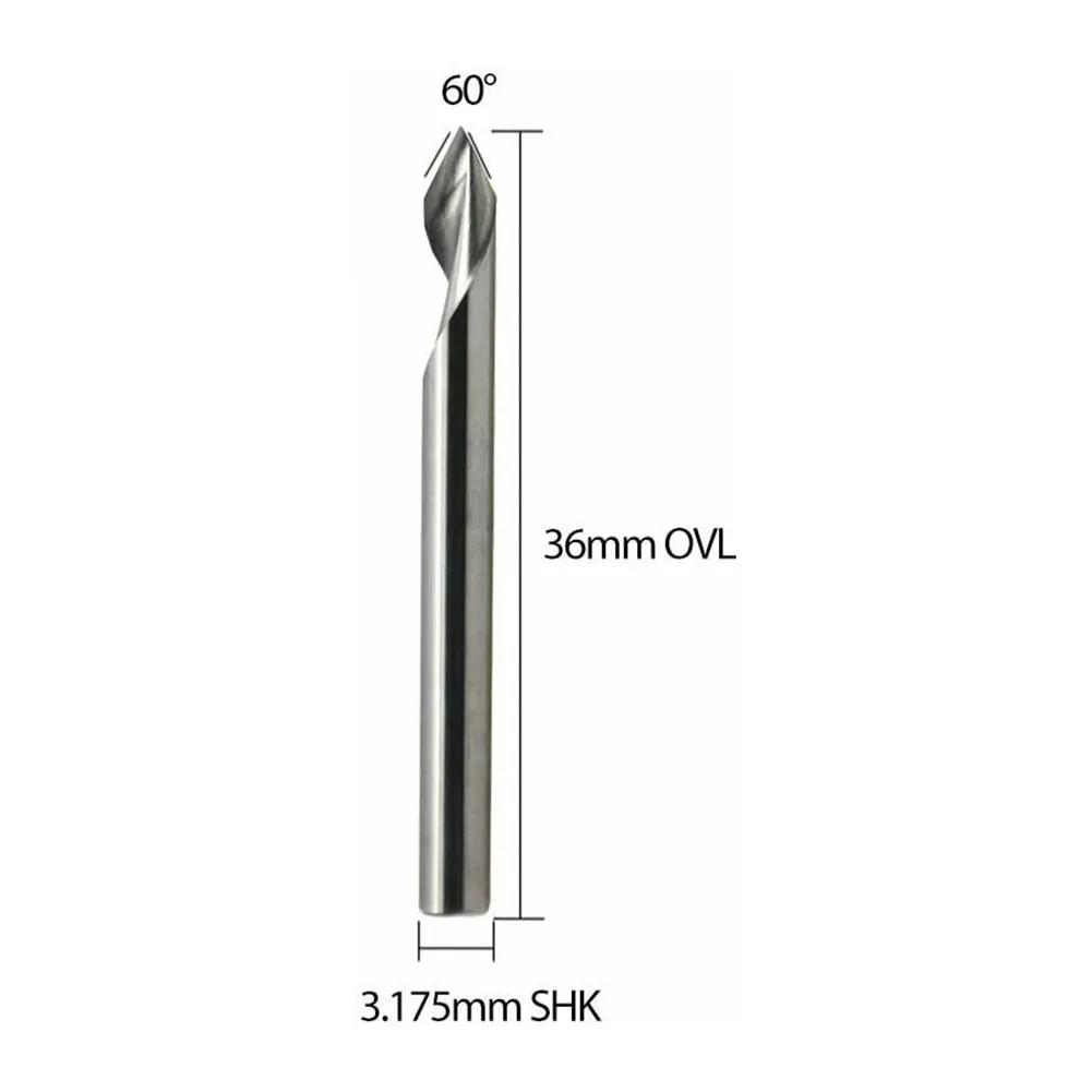 

Brand New High-quality 5 60-degree V-groove Engraving Tools, Flat-bottomed CNC Spiral Milling Cutter Bit, 1/8 Shank Durable