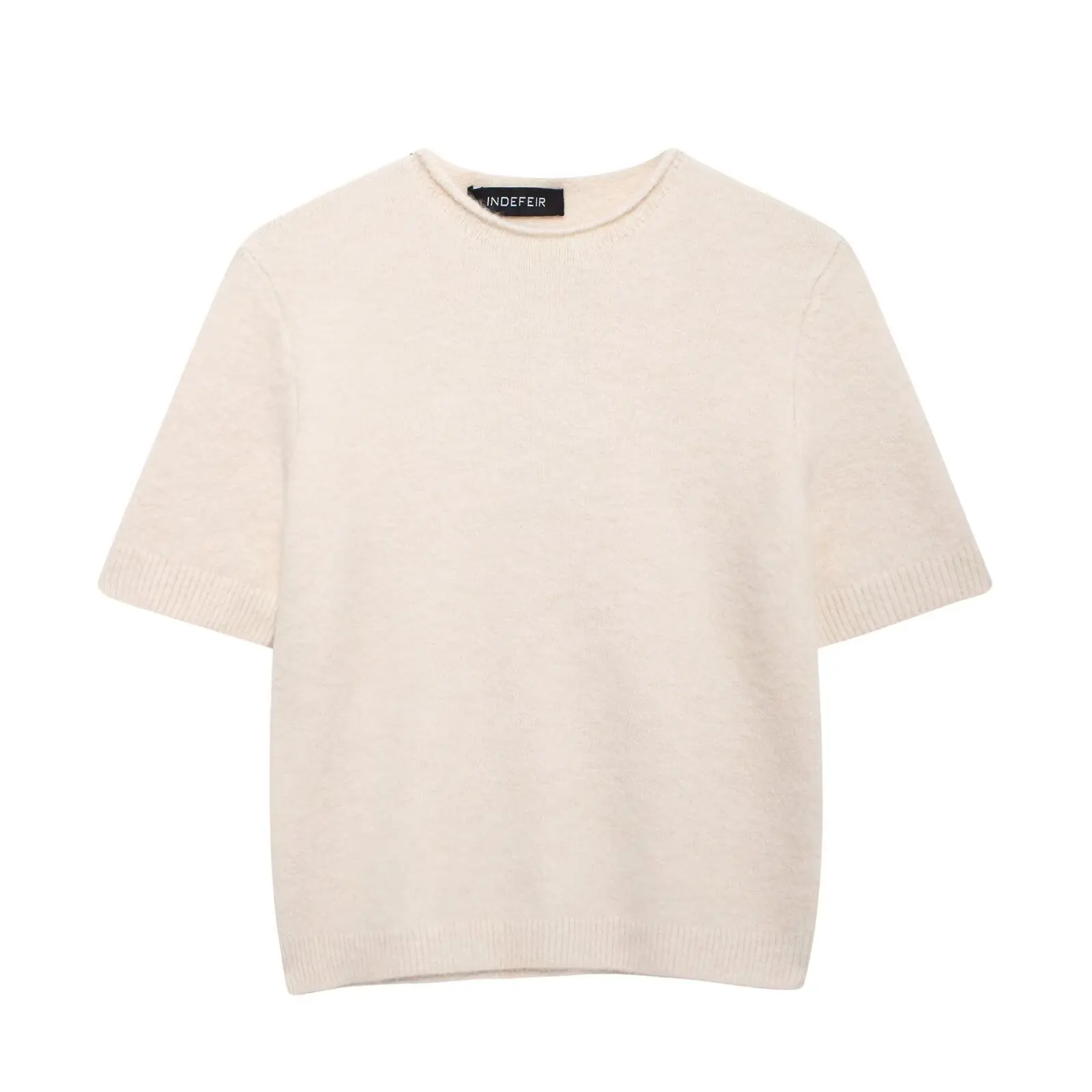 TRAFZA женский модный универсальный мягкий свитер с круглым вырезом и короткими