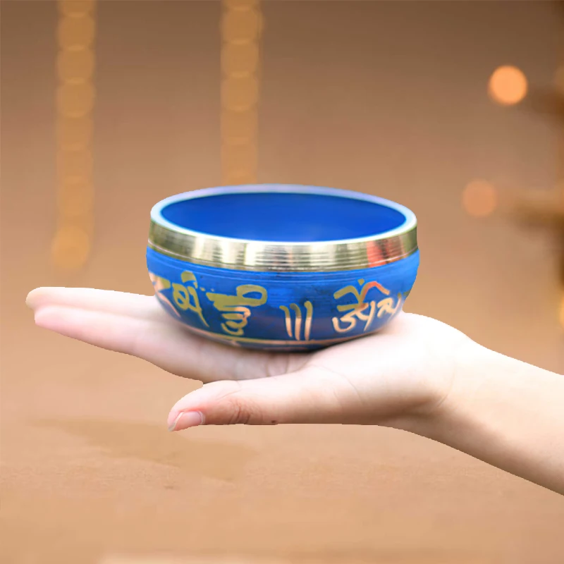 

Поющая чаша синего цвета, ручной работы, для тибетских перезвонов, йоги, медитации, исчезающая поющая чаша