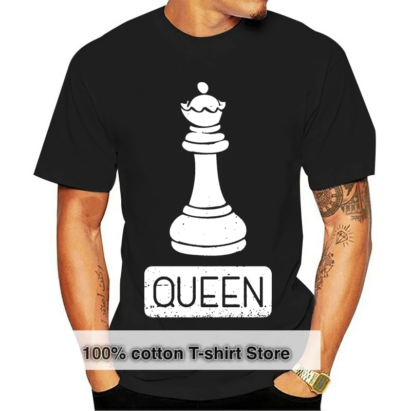 

Queen Chess Piece Gift T-Shirt For Men Short Sleeve Knitted Funny Tshirt Clothes Camisetas Big Size Xxxl Fitted Tee Tops