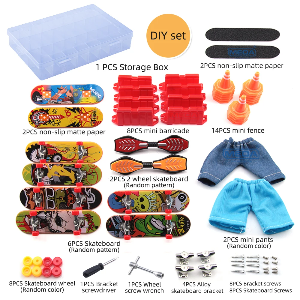 

DIY Two Wheel Finger Scooter Deck Fingertip Fingerboard Shoes Mini Ramp Skateboarding Finger Skate Board With Box Set Kids Gifts