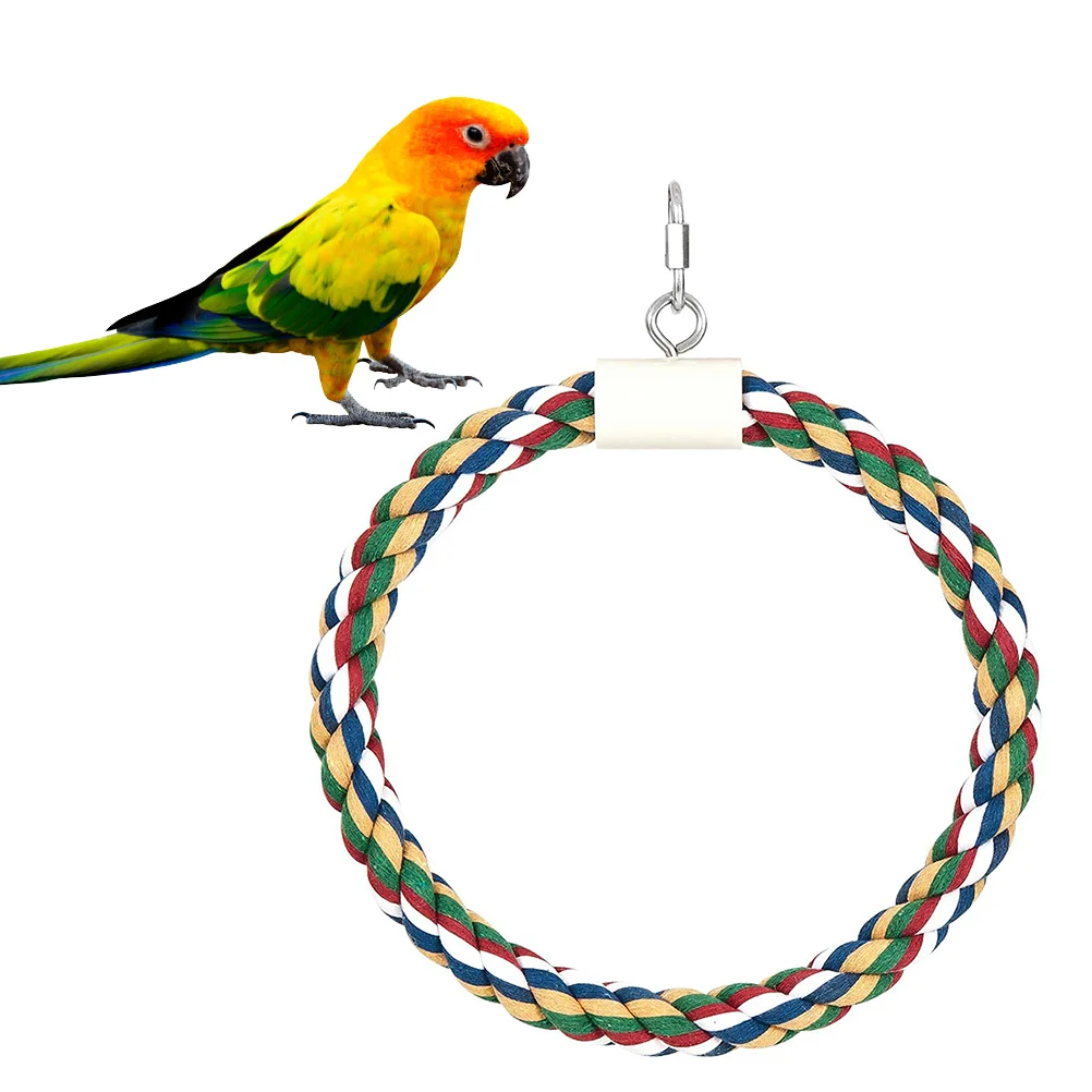 

Birdparrot Rope Toyperch Cage Accessories Cotton Cockatiel Love Birds Swing Perches Climbing Hanging Biteparrots Medium Conure