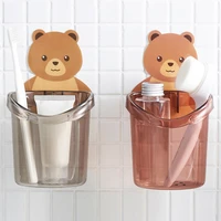 no punching wall toothbrush holde cute bear storage rack bathroom accessories set toothpaste holder tooth brush stand shelf