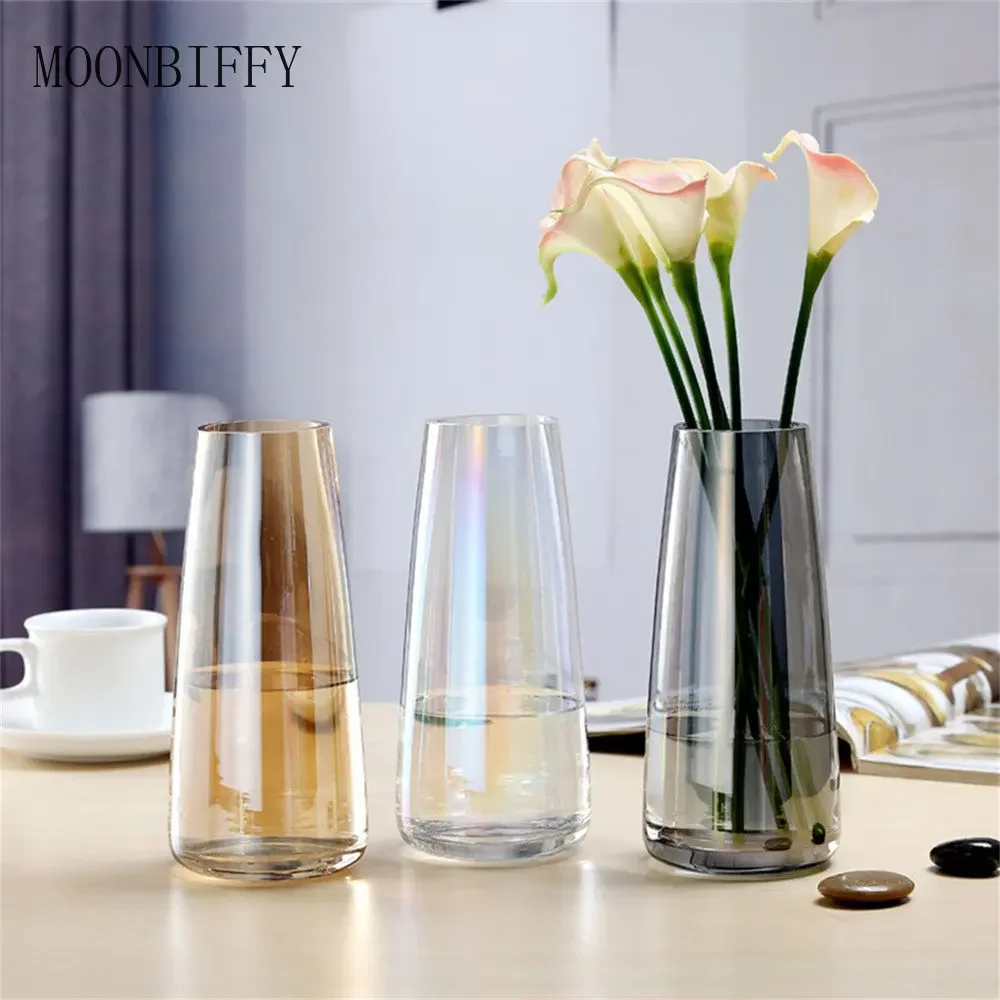 Высокая прозрачная ваза коричневые вазы из янтарного стекла высокие серые