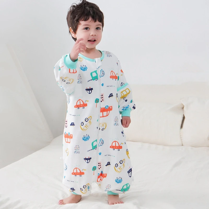 

Cotton Baby Sleeping Bag Long Sleeves Infant Sleepsack Summer Toddler Pajamas Double Gauze Children Sleepwear Saco De Dormir