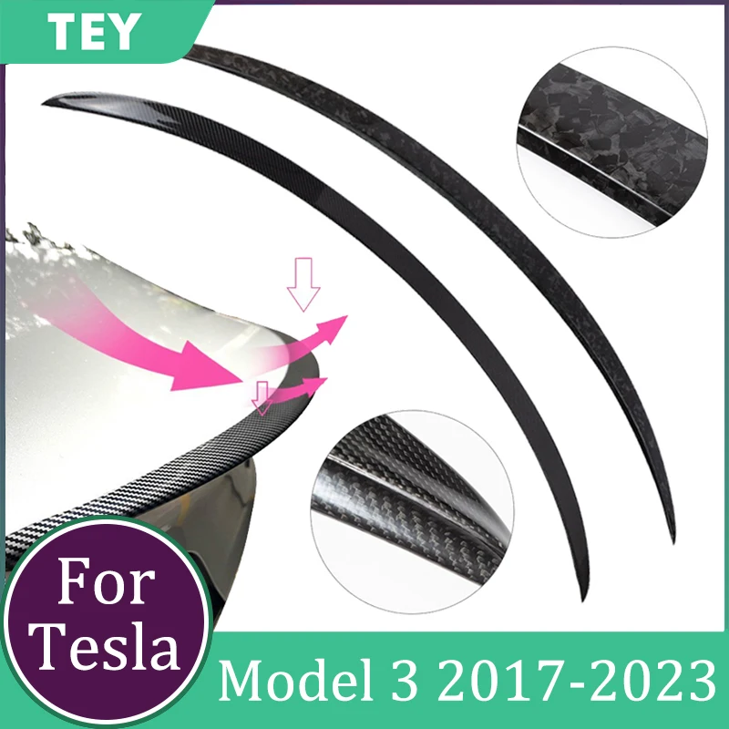 

Spoilers 100% Real Carbon Fiber For Tesla Model 3 2017-2023 Accessories Trunk Wings Carbon Fiber Spoiler For Tesla Model 3 2023