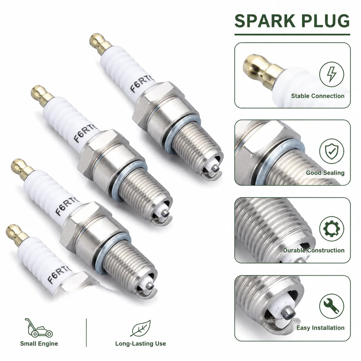 Фото Комплект из 4 свечей зажигания для Honda GX120 GX240 GX340 GX390 160cc 212cc 5.5-13hp NGK F6RTC F6TC BP6ES Bosch WR6DC Torch Champion RN9YC №4