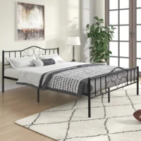 82.28 "L x 62.32 "W x 38.19"H Home Modern Minimalist Wooden Bedroom Furniture Beds Frames Bases Vintage Metal Queen Bed Frame