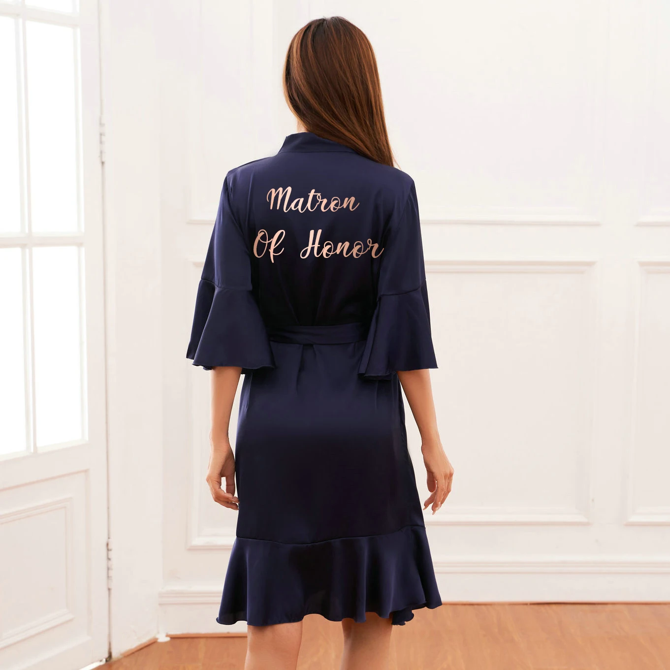 Ruffle Robe Silk Satin Robe Bride Robe Bridesmaid Robes Women Wedding Robes Bridal Robe Bathrobe Sleepwear Silk Robes for Women