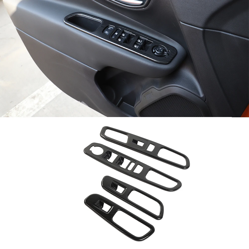 

Car Window Lift Switch Button Decoration Cover Trim Stickers for Jeep Renegade 2016 2017 2018 2019 Interior Accessories Styling