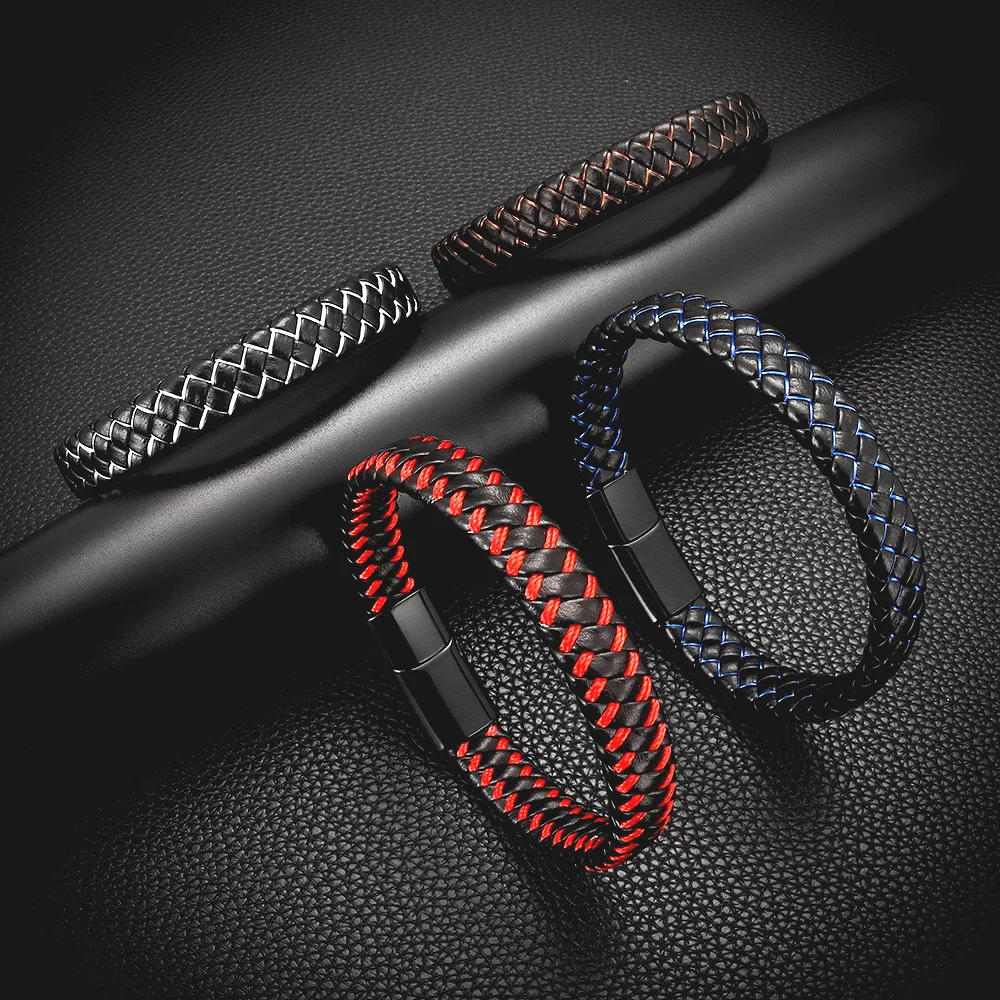 Новый мужской многослойный Плетеный Кожаный Браслет премиум-класса из