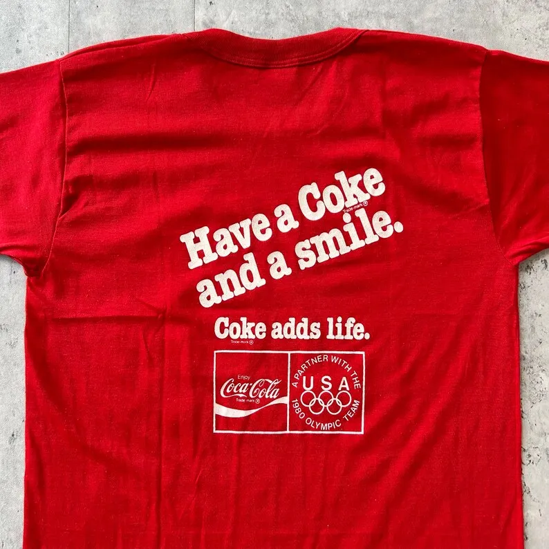 Винтажная футболка 70-х годов Coka Cola Hebrew (M) Футболка с рисунком Маши кока-кола и