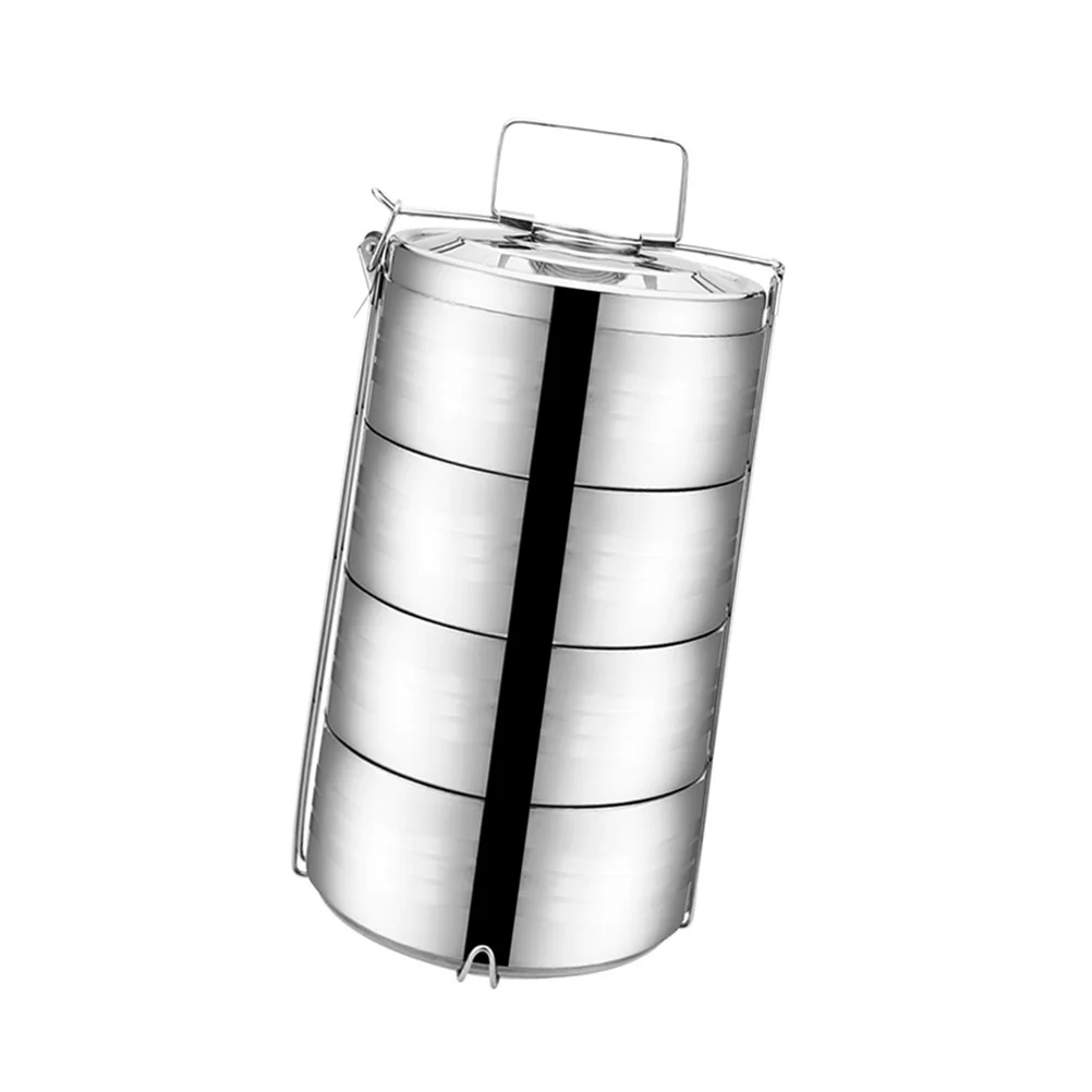 

Stainless Steel Insulated 4-tier Bento Box Portable Food Container for Picnic School Office (12cm)