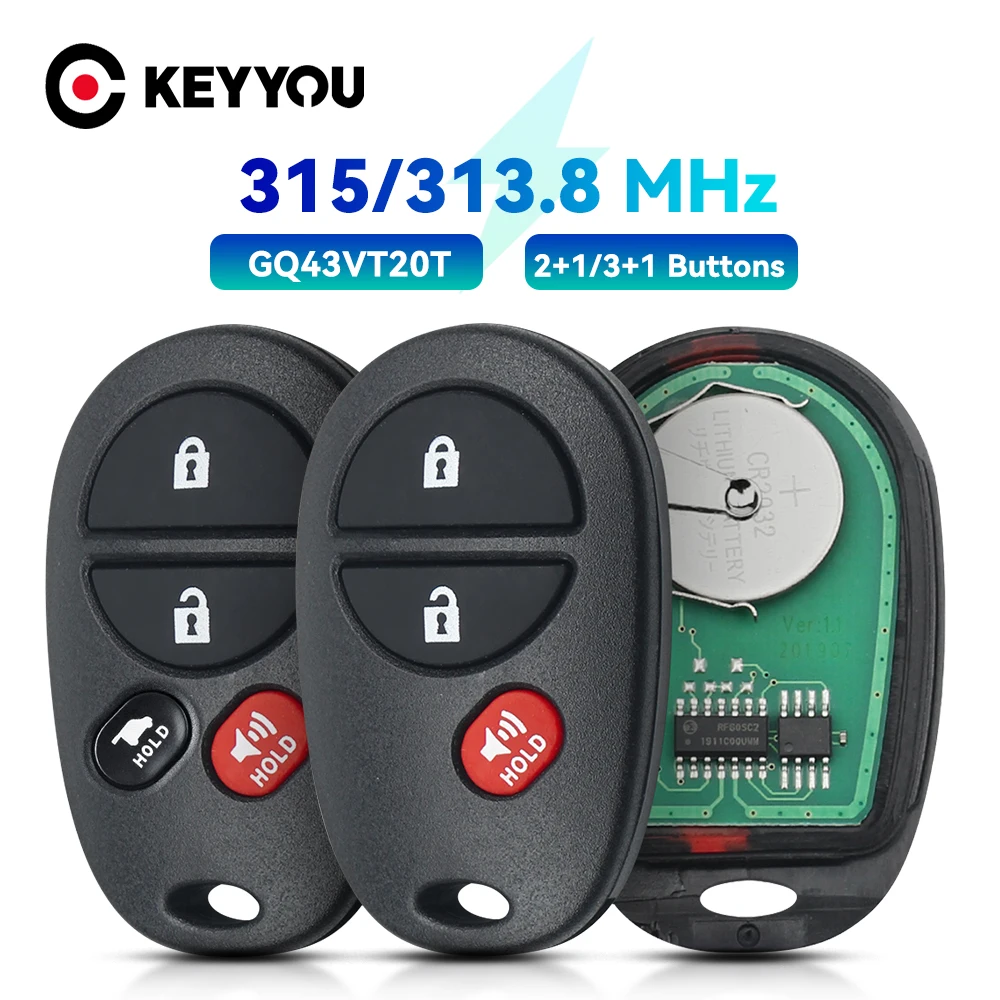 

KEYYOU Car Remote Key For Toyota Sienna Solara Avalon Camry Highlander Sequoia Tacoma Tundra GQ43VT20T 315MHz Replace Keyless