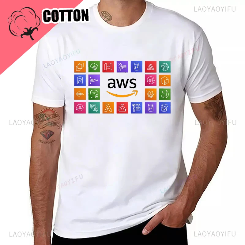 Фото Новая эстетичная одежда, черные футболки, толстовки, логотип AWS (логотип Amazon Web Services), футболка, спортивные футболки для фанатов, уличная одежда №4