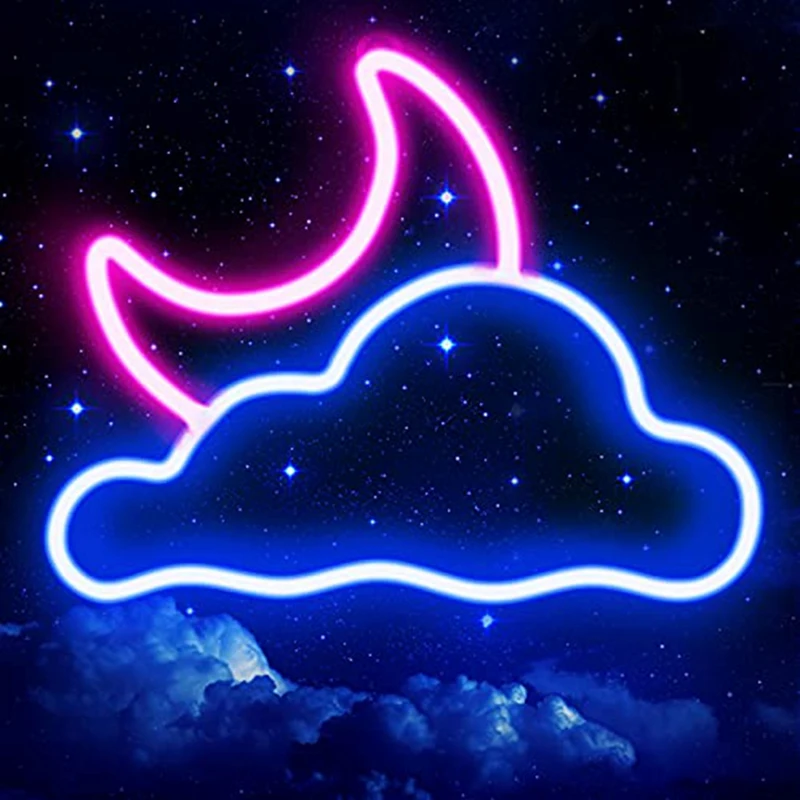 

Cloud And Moon Neon Sign USB Powered LED Neon Signs Fit For Wall Decor For Bedroom Wedding Party Decoration Birthday Present