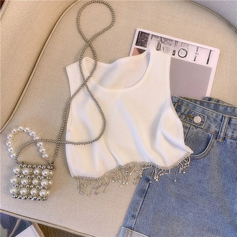 Женский Пурпурный трикотажный топ без рукавов эластичный однотонный