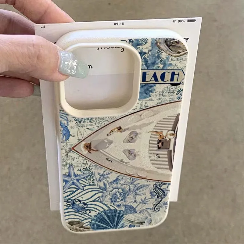Чехол для телефона с кожаным узором Ocean Lichee для Oppo A6X F31 A6 A5X A5 A60 A3X A3 A98 A79 A78 A58 A38 A2 A76 Pro 4G 5G Sailboat (art.: 3920d8ffdd6ec) - 3920d8ffdd6ec