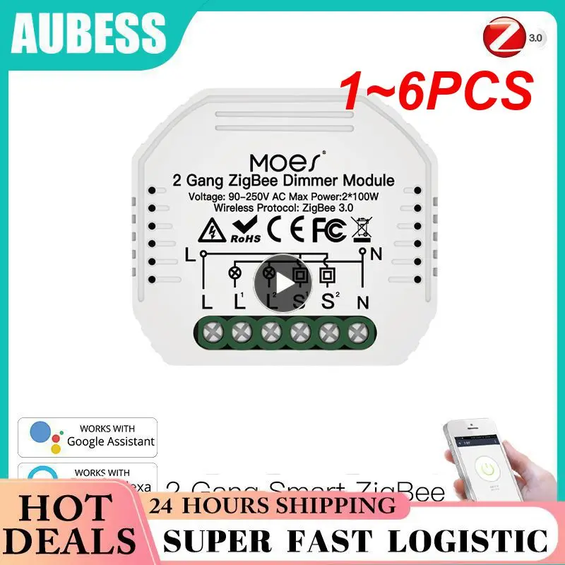 

Умный регулятор света Zigbee, переключатель «сделай сам» с голосовым управлением, поддержкой Alexa Google Home, 1-6 шт.