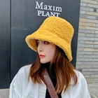 Панама в стиле Харадзюку для мужчин и женщин, однотонная теплая шапка в Корейском стиле, шерсть ягненка, для занятий на открытом воздухе