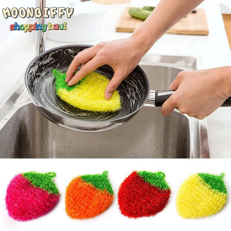 

Fruit Dish Scrubber Sponge Clean Non-scratch Strawberry Home Kitchen Tool Bowl Pan Washing Cleaning Cloth Scouring Tableware