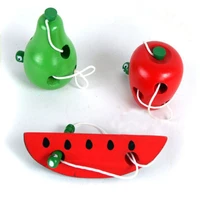 new montessori toys fun wooden toy worm eat fruit apple pear cheese early learning teaching aid baby kids educational toy gifts