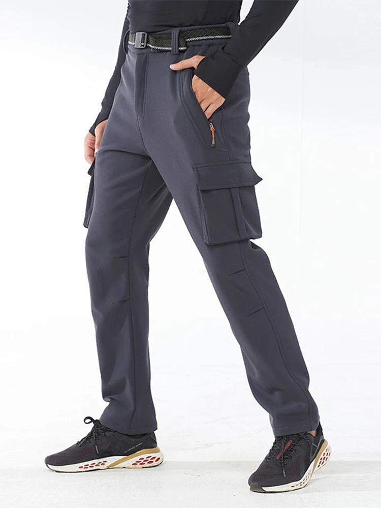 

Winter Thick Fleece Warm Cargo Pants Men Windproof and Waterproof Multi-Pockets Long Tactical Trousers Male Casual Work Pant