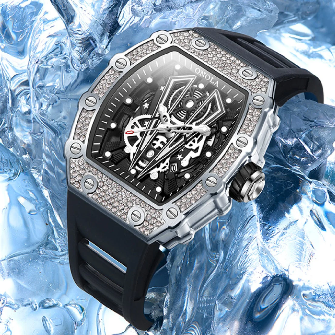 

Часы наручные мужские кварцевые, люксовые модные водонепроницаемые спортивные, с алмазным принтом, ONOLA