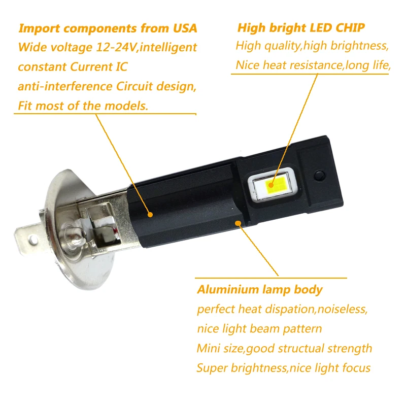 2 шт. супер яркие светодиодные лампы H1 автомобильные противотуманные фары