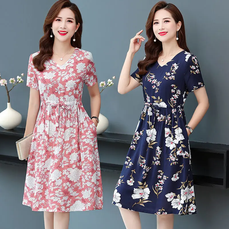 

Женское винтажное платье с V-образным вырезом, коротким рукавом и цветочным принтом
