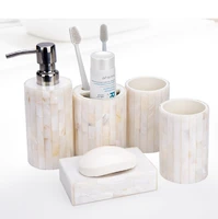 creative shell bathroom five piece set toilet wash set mouthwash brush cup dental ware storage tray natural shell manual polishi