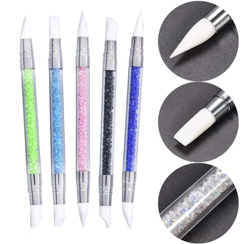 

Sdotter Dual-Ended Nail Art Silicone Sculpture Pen 3D Carving DIY Painting Glitter Rhinestone Acrylic Manicure Dotting Brush Nai