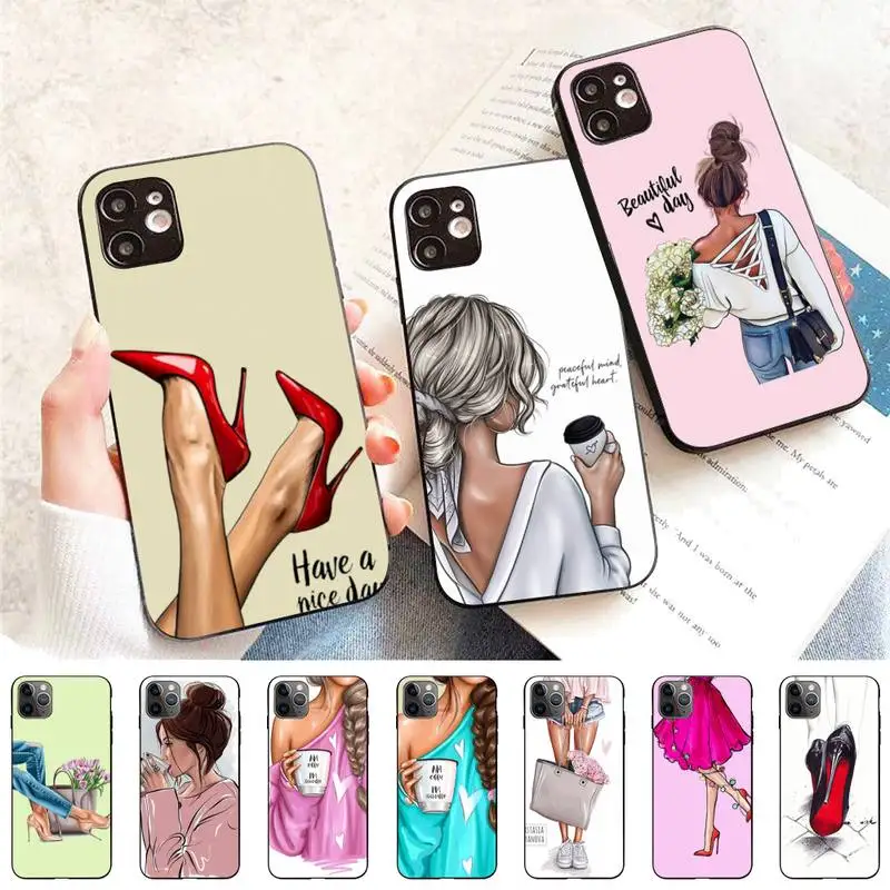 

Yinuoda High Heels Girl Fashion Woman Phone Case for iPhone 11 12 13 Mini Pro Max 8 7 6 6S Plus X 5 S SE 2020 XR XS 10 case