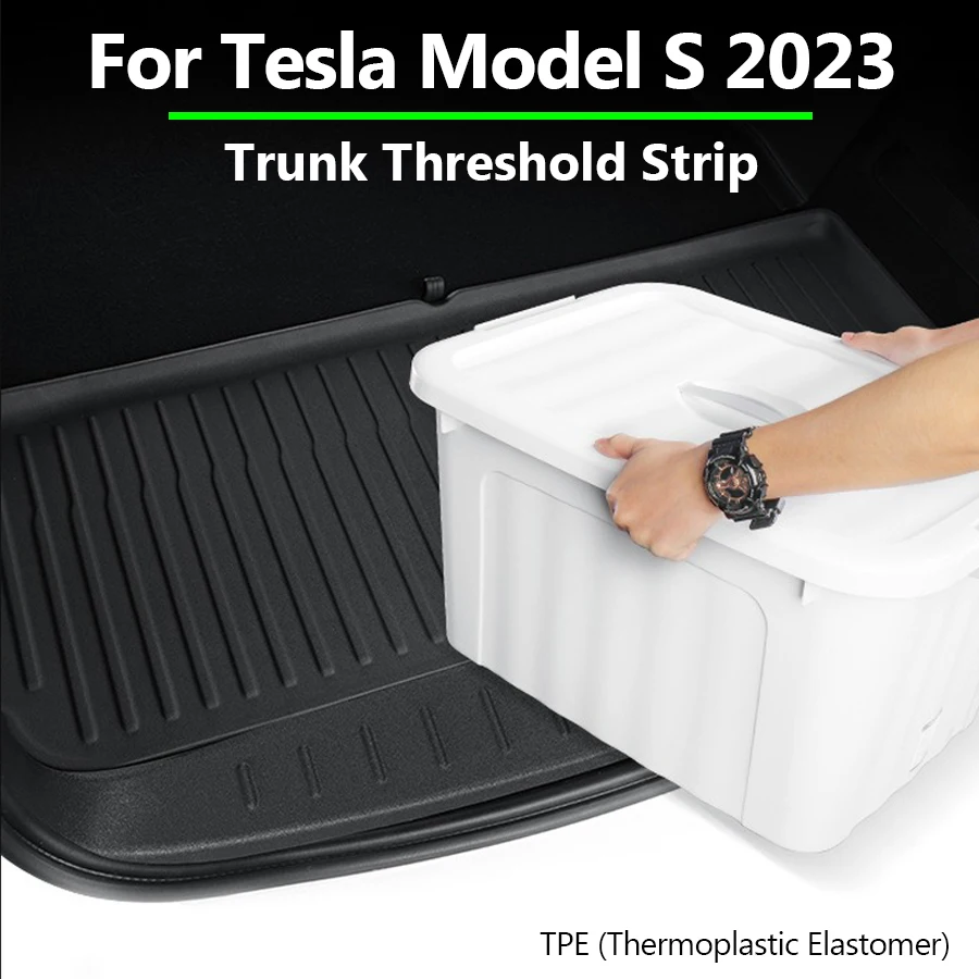 Фото Защита порога багажника для Tesla Model S Model X 2023, премиум-класс, из TPE-резины, для усиленной защиты от царапин №1