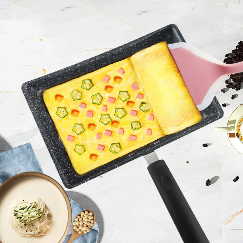 

Wave Bottom Egg Frying Pan Sushi Square Non Stick Frying Pan Flat Bottom Steak Bacon Cooking Egg Roll Rice Stone Kitchen Tools