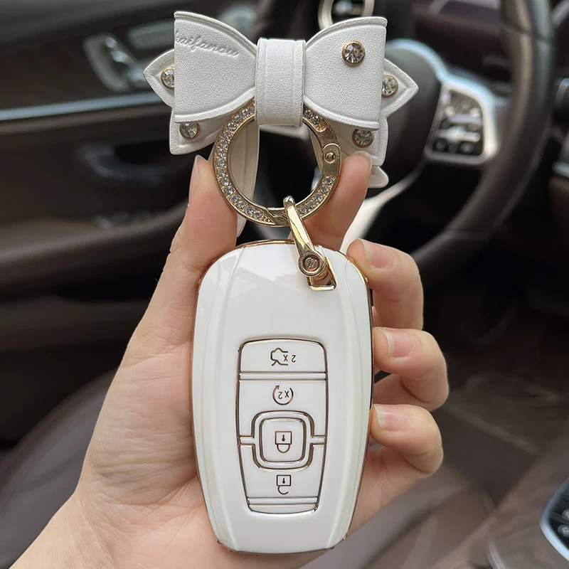 

Bow Keyring Holder TPU Shell Fob Car Key Case Cover For Lincoln Continental Navigator Z MKZ MKC MKX Nautilus Aviator Corsair