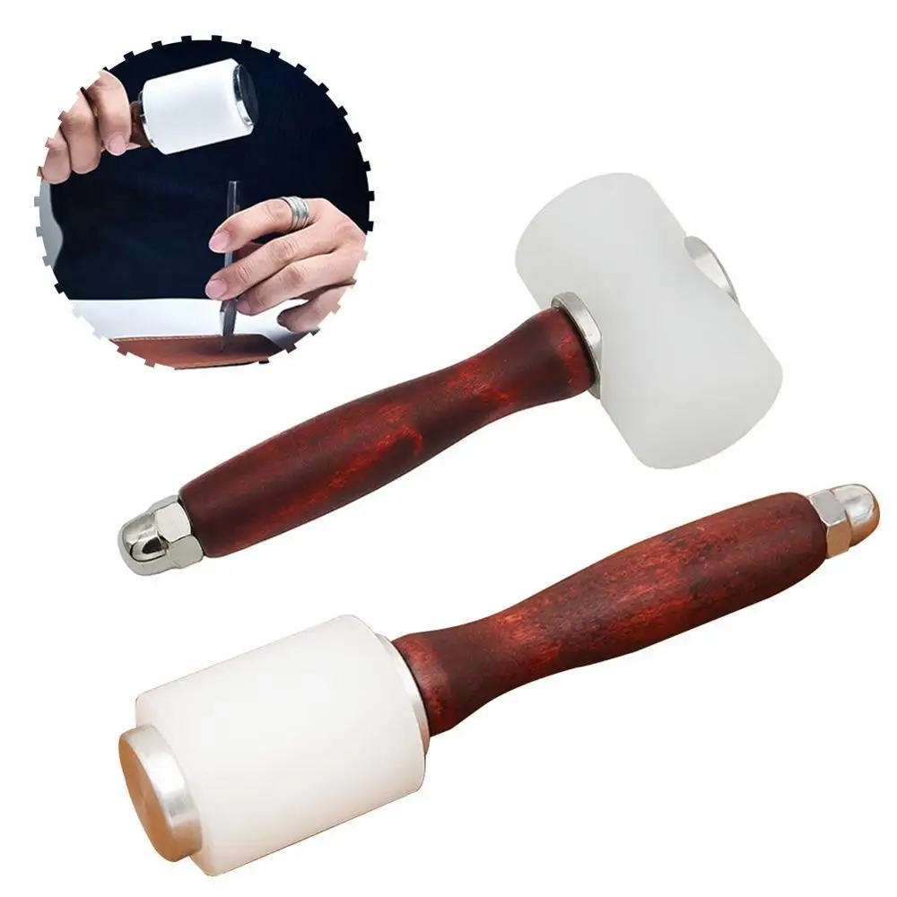 

DIY Tools Nylon Hammer Mallet Wood Handle Leathercraft Punch Tool Leather Carving Craft Hammer Tool Cowhide Punch Cutting Sewing