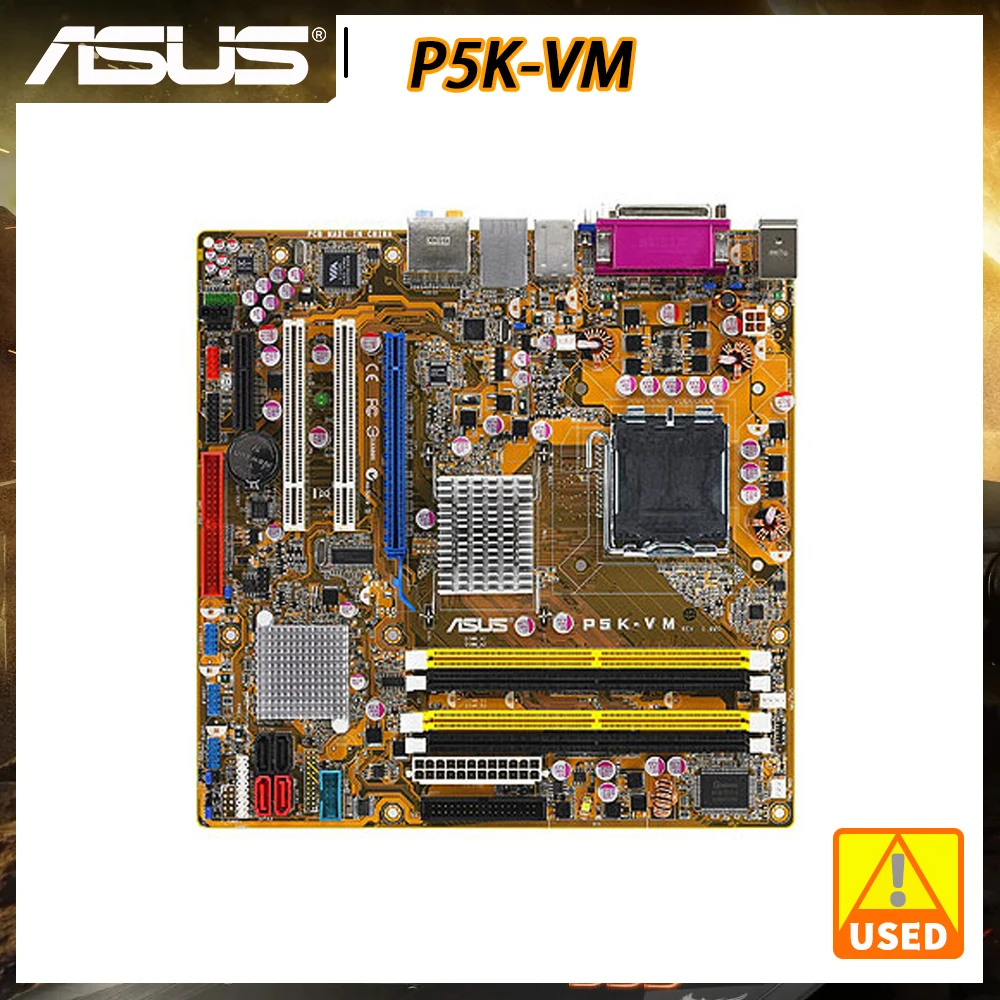 

Материнская плата ASUS P5K-VM LGA 775, материнская плата Intel DDR2 8 ГБ, поддерживает процессоры Celeron 420 Core 2 Duo E4500 PCI-E X16 Micro ATX
