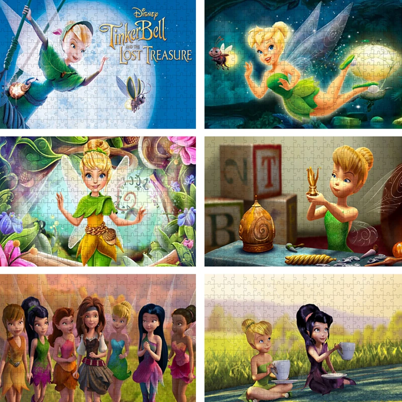 Disney Tinker Bell Jigsaw Puzzle for Family Children Educational Game 300/500/1000 Pcs Cartoon Puzzles Diy Girl Handmade Toys