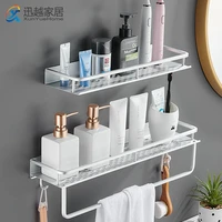 shampoo holder wall shelves matte silver aluminum shower shelf wth hook bar organizer kitchen spice rack bathroom accessories
