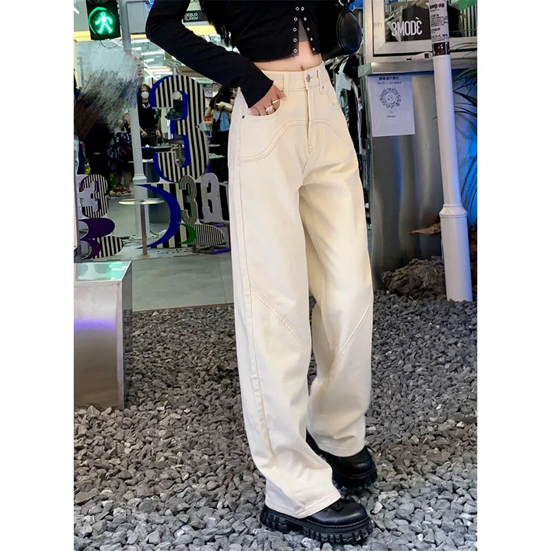 Retro Straight Loose Casual Pants Spring Skinny Wide Leg Jogger Baggy Jeans Y2K Streetwear Korean Style Clothes Women 2023