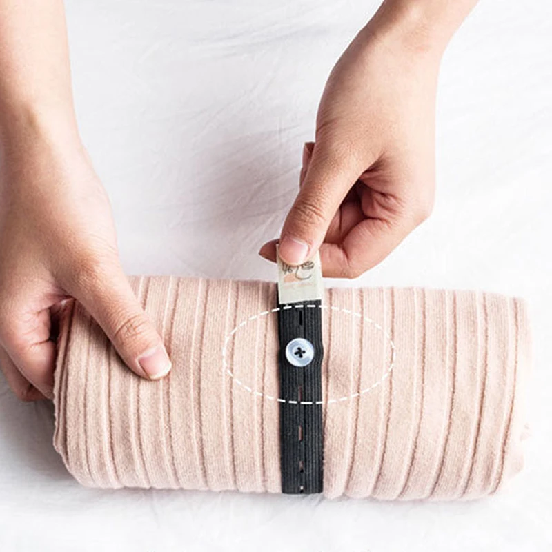 

Travel Clothing Storage Binding Straps Lazy Self-adhesive Roll Belt Household Folding Clothes Pants Sweater Storage Elastic Belt