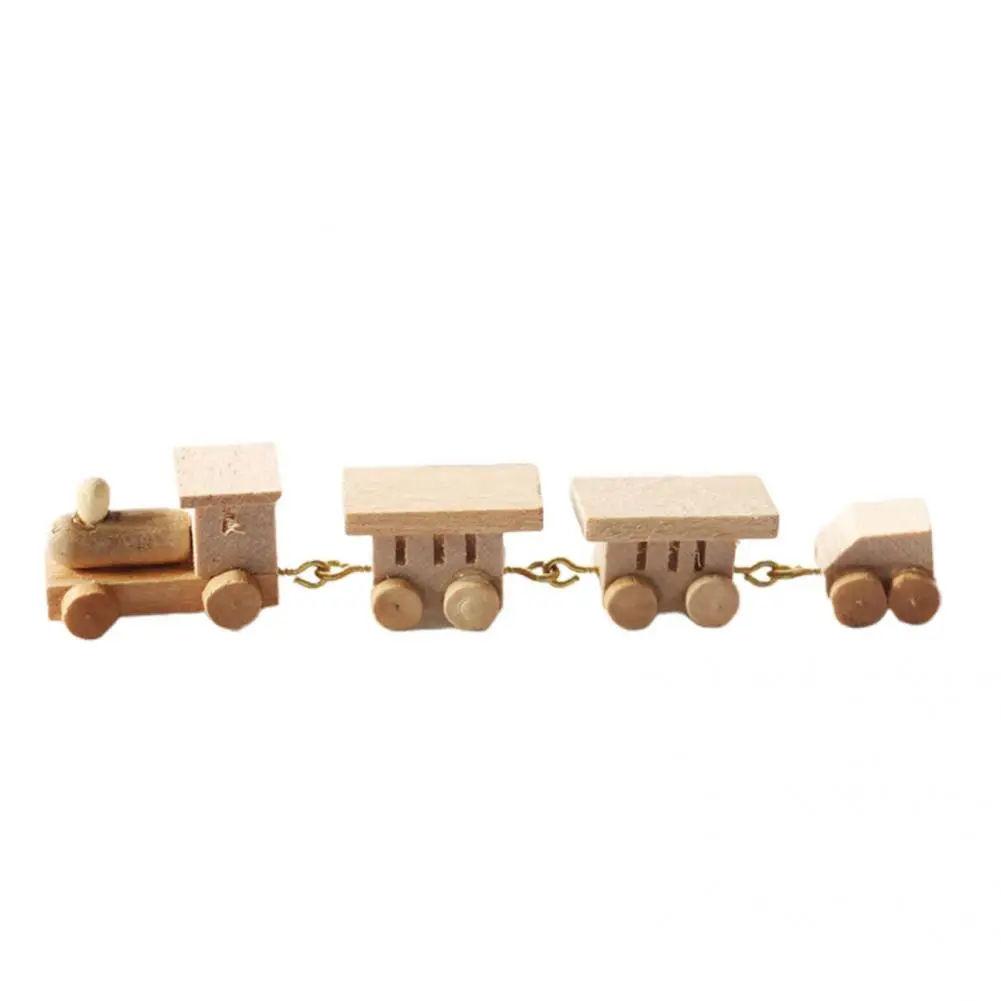 

Sturdy Structure Small Size Wood Train Model Ornament Lovely Wooden Train Toy High Simulated for Entertainment