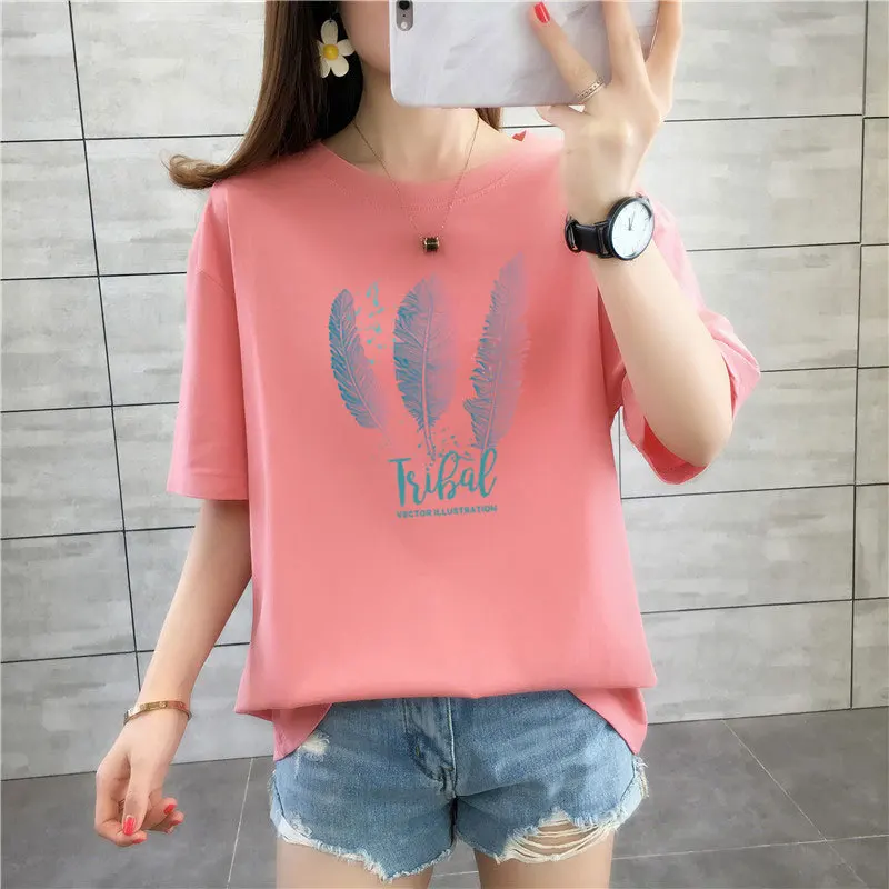 

Short-sleeved T-shirt Spring And Summer New Loose Casual Printing All-match Student Cotton Women's Shirt