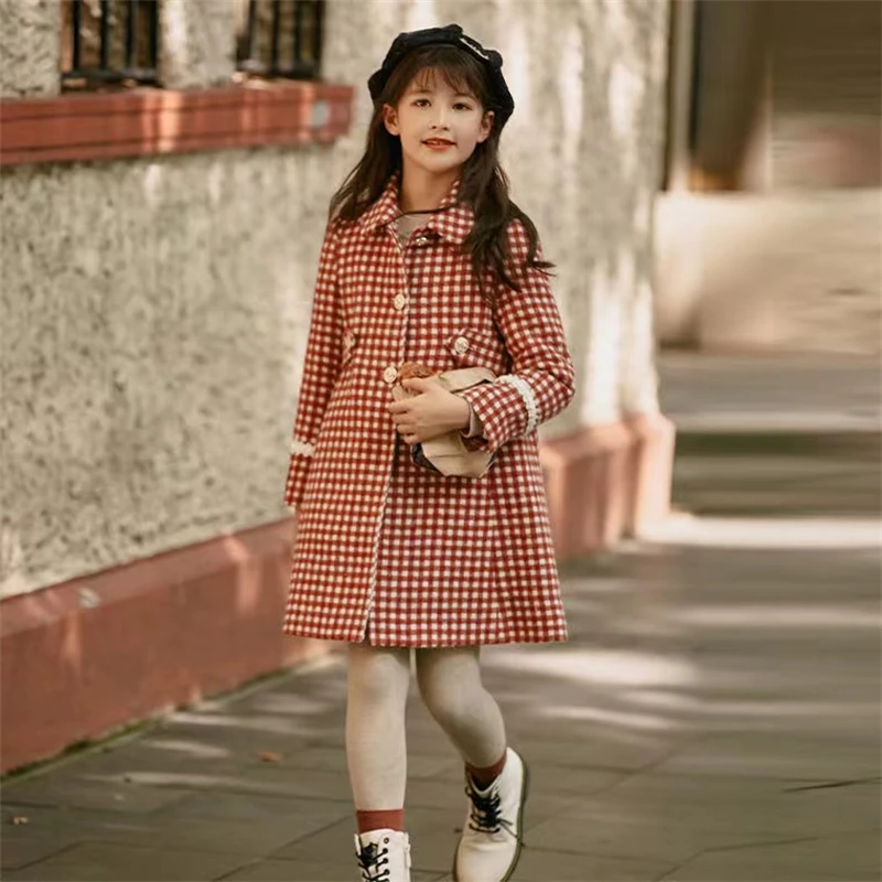 

Детское шерстяное пальто для девочек, красивое Утепленное зимнее пальто из хлопка, детская одежда больших размеров, 2022