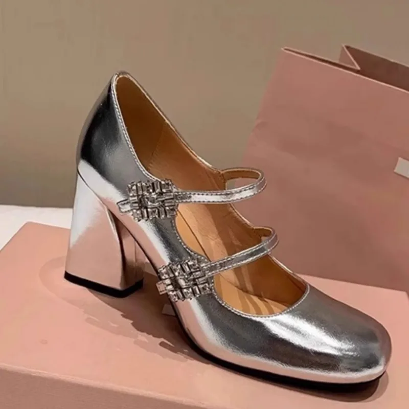 Туфли Мэри Джейн на массивном каблуке новые весенние туфли с квадратной головкой