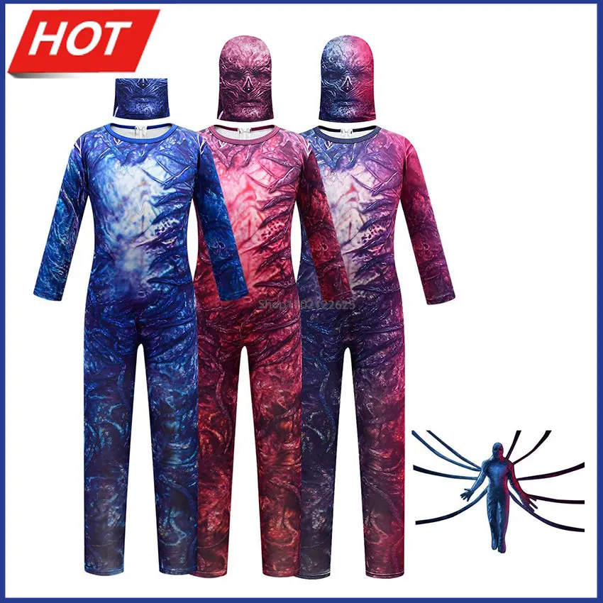 

Комбинезоны для косплея «очень странные дела» сезон 4 в стиле аниме детские костюмы на Хэллоуин для детей маска цельная одежда Zentai Fantasia