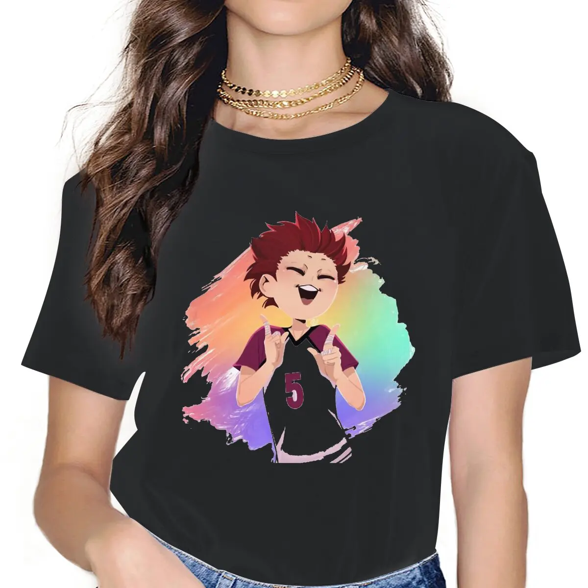 

Tendo Satori Feminine Shirts Haikyu Volleyball Karasuno Hinata Kageyama Anime Oversized T-shirt Kawaii Vintage Female Top