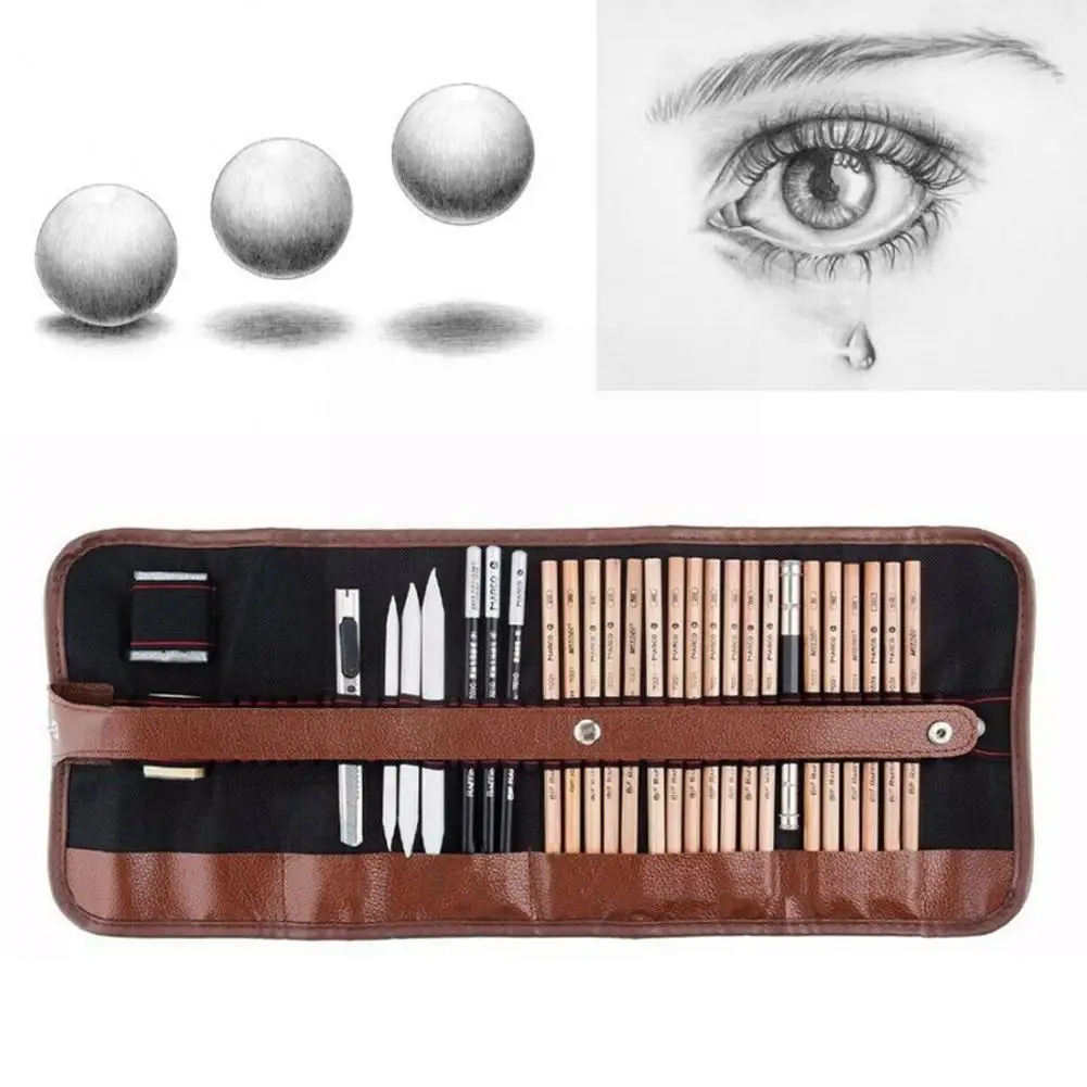 

29pcs Sketch Pencil Set Professional Sketching Drawing Bag Children Pen Drawing 2b4b Pencil Sketch Artsupplie Pen Tools Pai K9c3