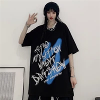 dark style decadent and mourning ins high street y2k top short sleeved punk letter print loose large size short sleeved t shirt